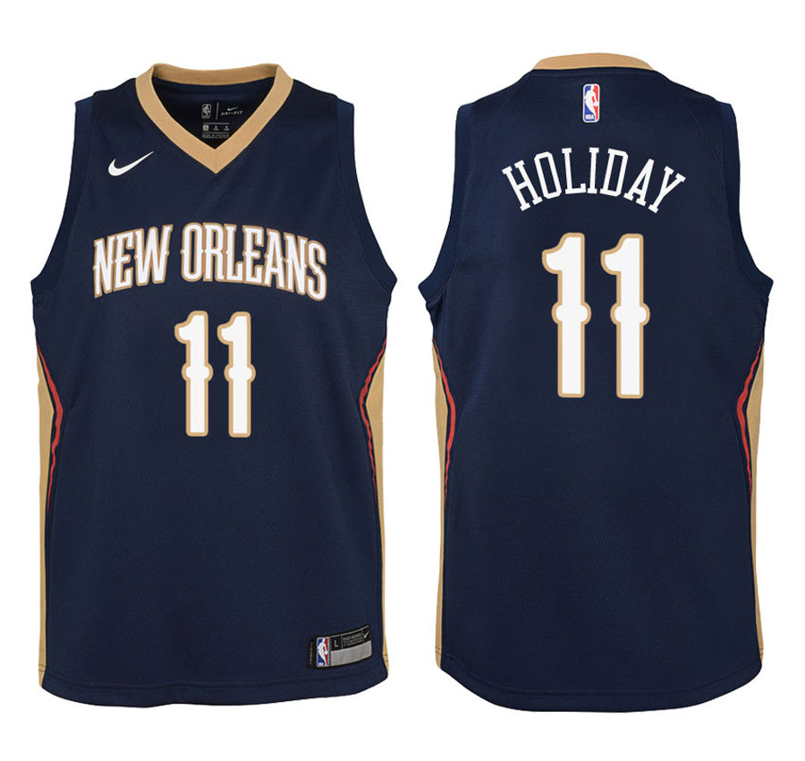 Pelicans Youth Jrue Holiday #11 2017-18 Icon Navy Jersey