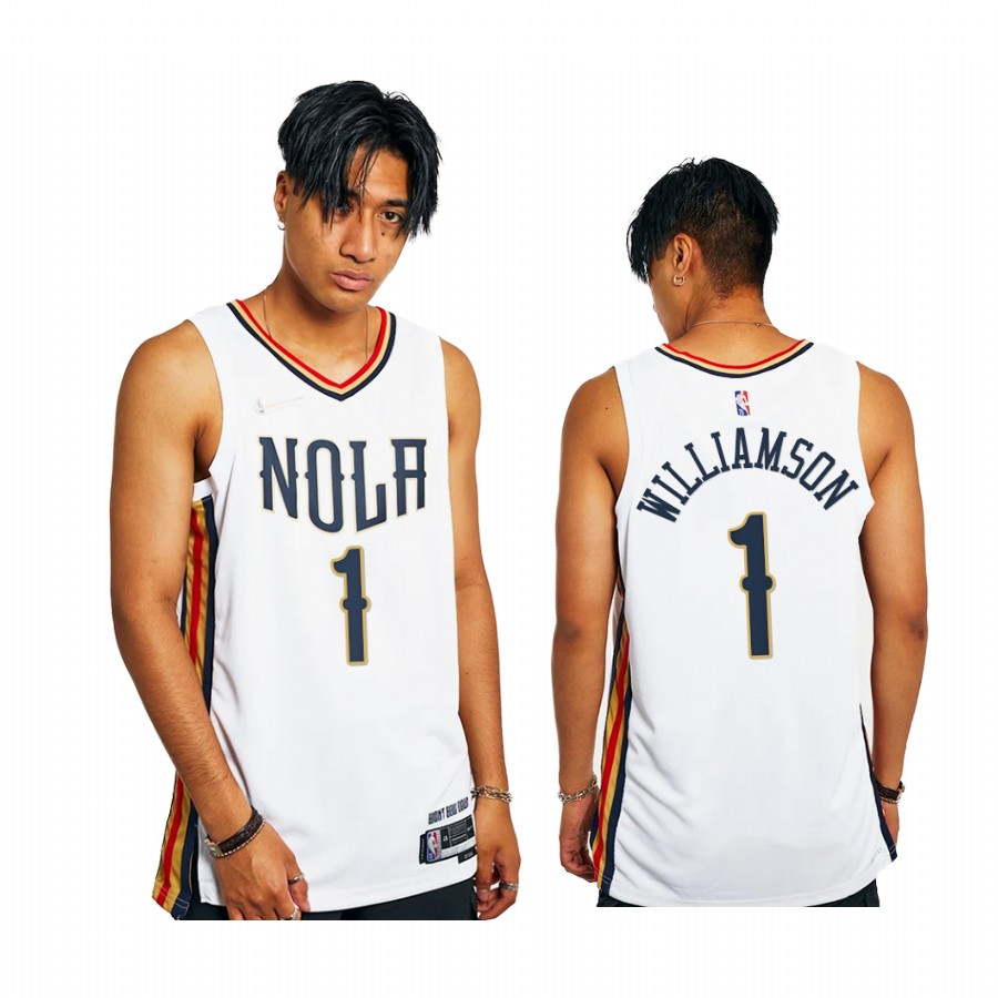 Pelicans Zion Williamson City Edition White 2021-22 Jersey 75th Anniversary