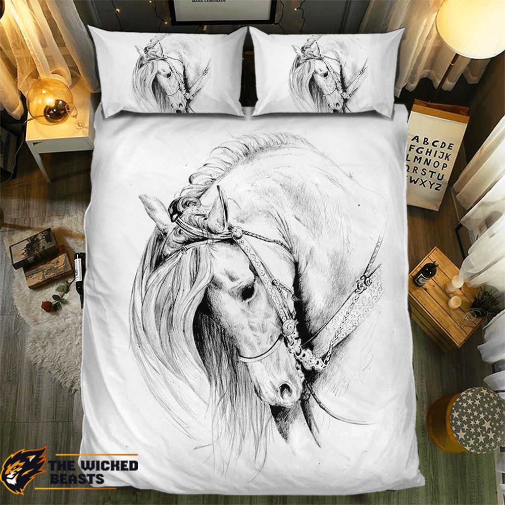 Pencil Bowing Horse 3D Customized Duvet Cover Bedding Set