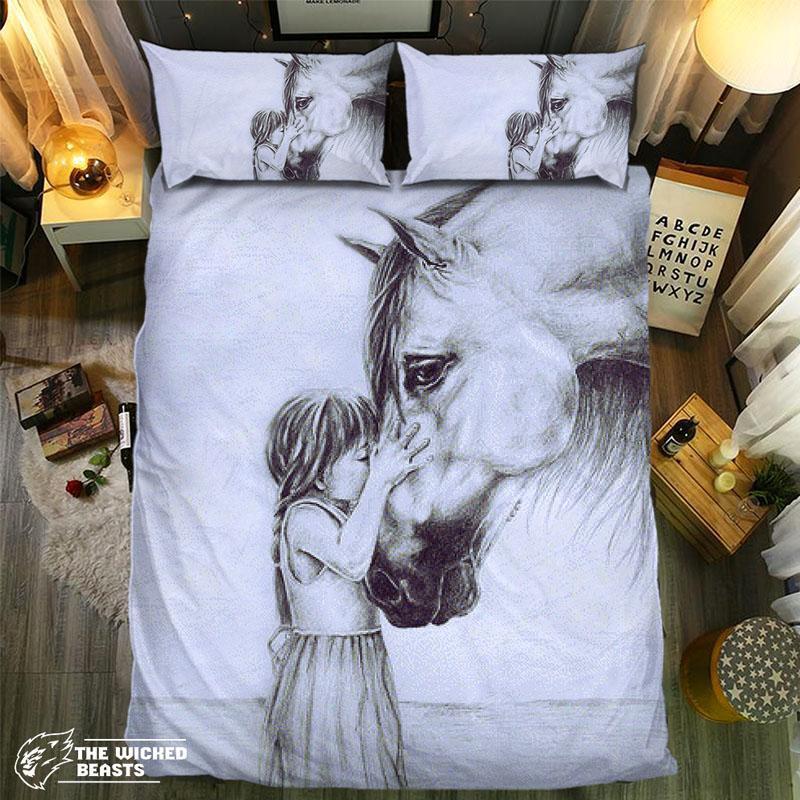 Pencil Horse Girl 3D Customized Duvet Cover Bedding Set