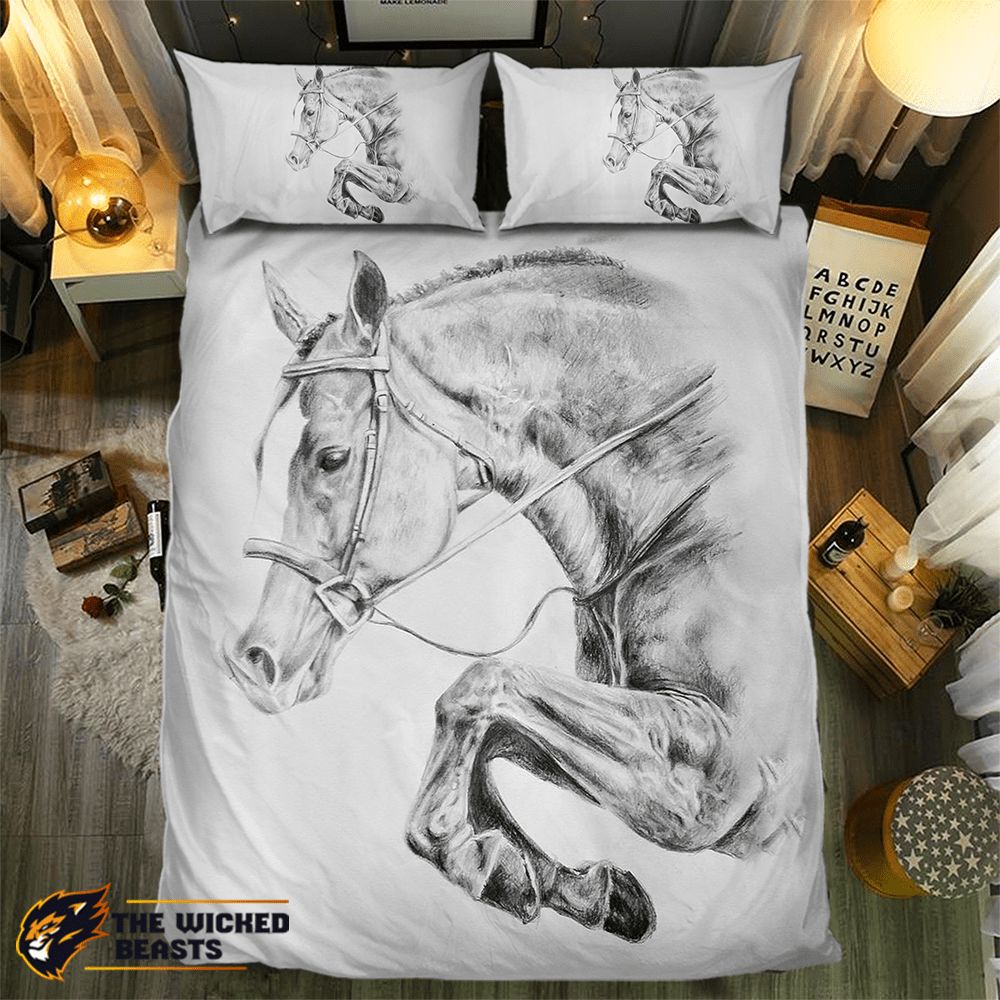 Pencil Racing Horse 3D Customized Duvet Cover Bedding Set