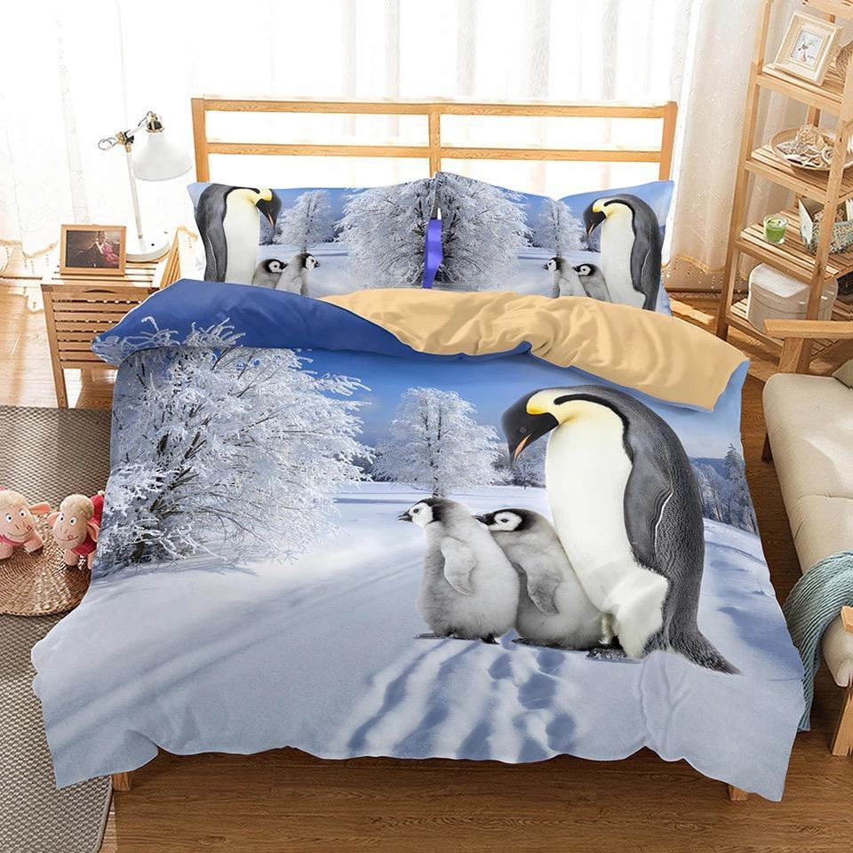 Penguins 3D Customized Duvet Cover Bedding Set