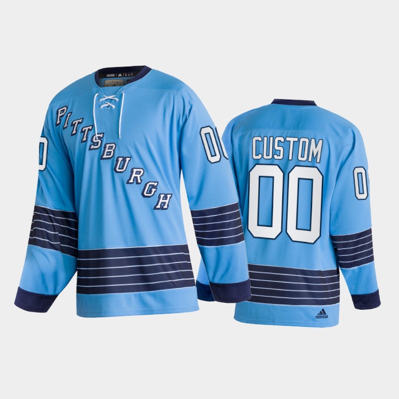 Penguins Custom #00 Team Classics Blue Heritage Jersey