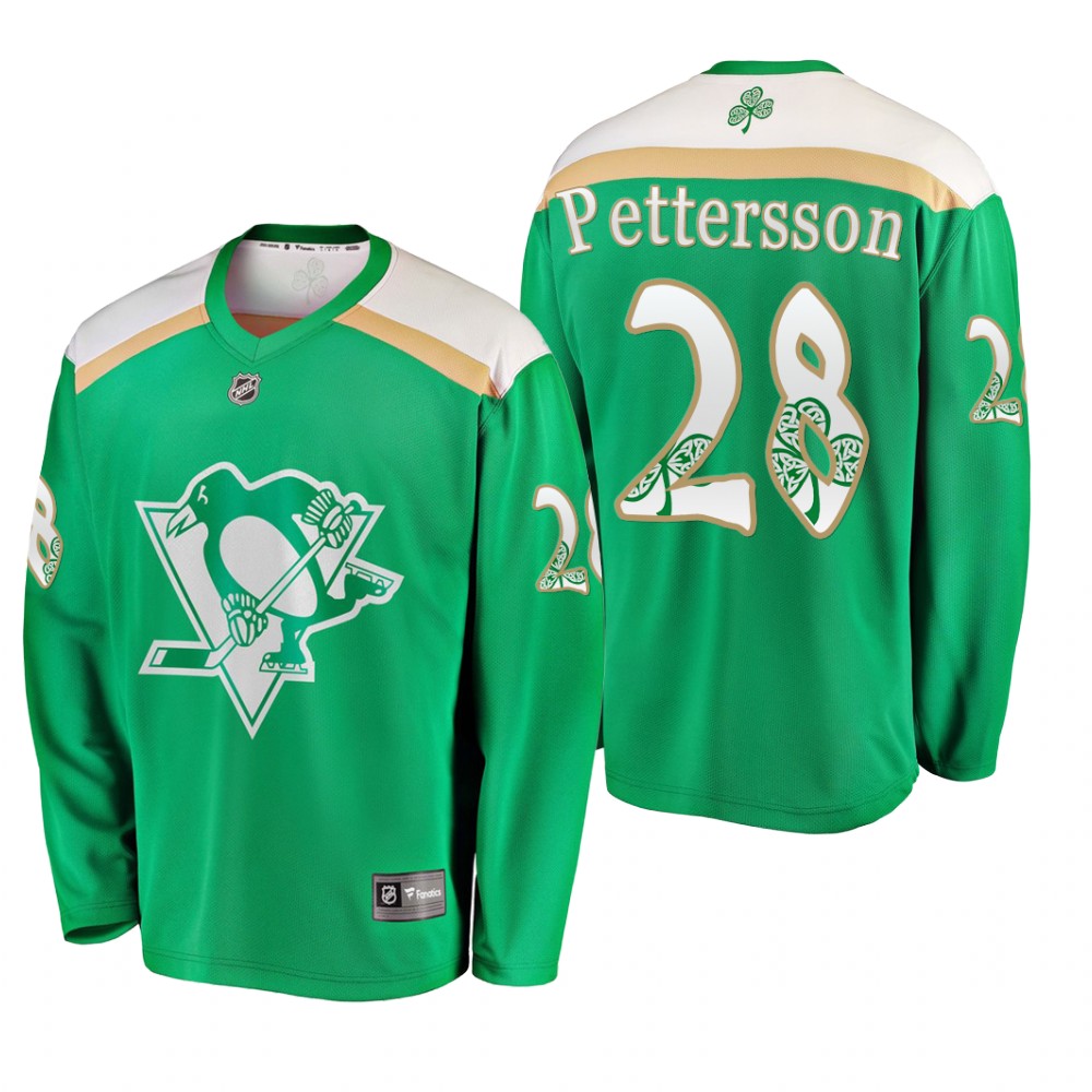 Penguins Marcus Pettersson #28 2019 St. Patrick's Day Green Fanatics Branded Jersey