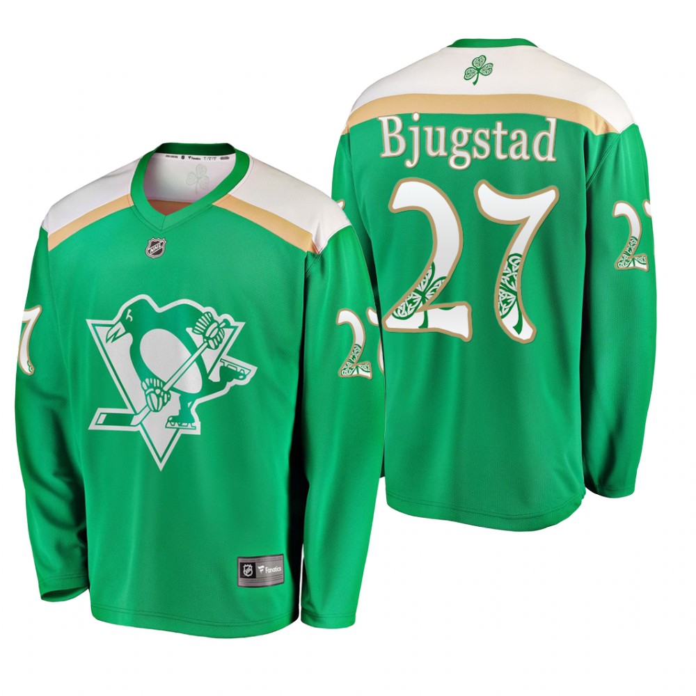 Penguins Nick Bjugstad #27 2019 St. Patrick's Day Green Fanatics Branded Jersey