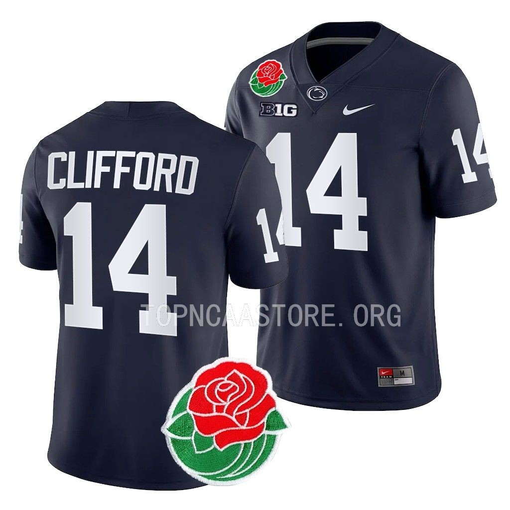 Penn State Nittany Lions #14 Sean Clifford 2023 Rose Bowl Navy College Jersey Men's
