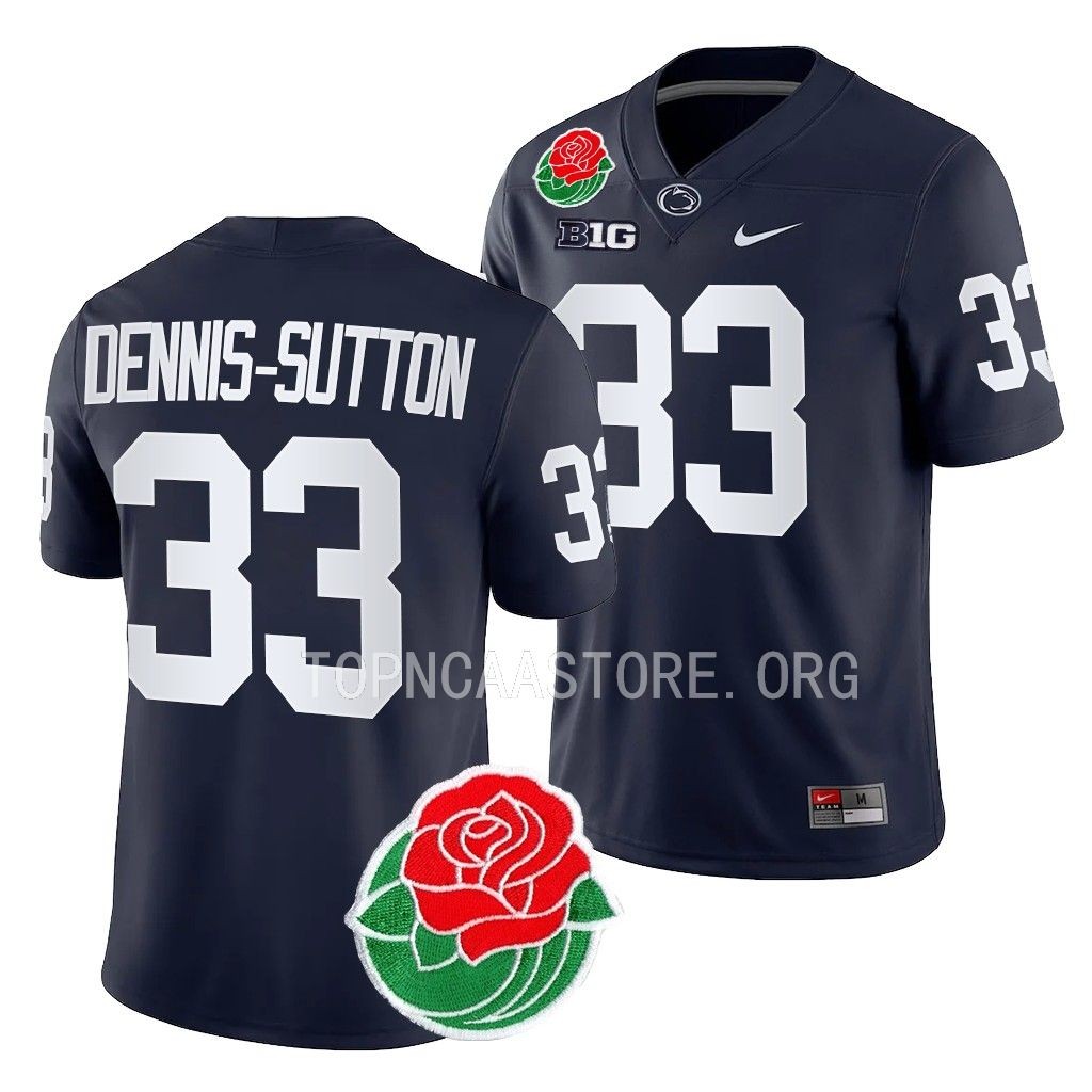 Penn State Nittany Lions #33 Dani Dennis-Sutton 2023 Rose Bowl Navy College Jersey Men's