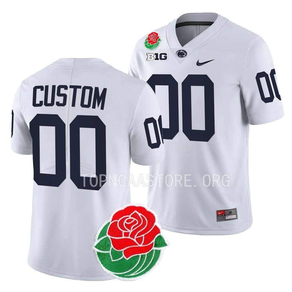 Penn State Nittany Lions 2023 Rose Bowl Custom #00 White Men's College Jersey