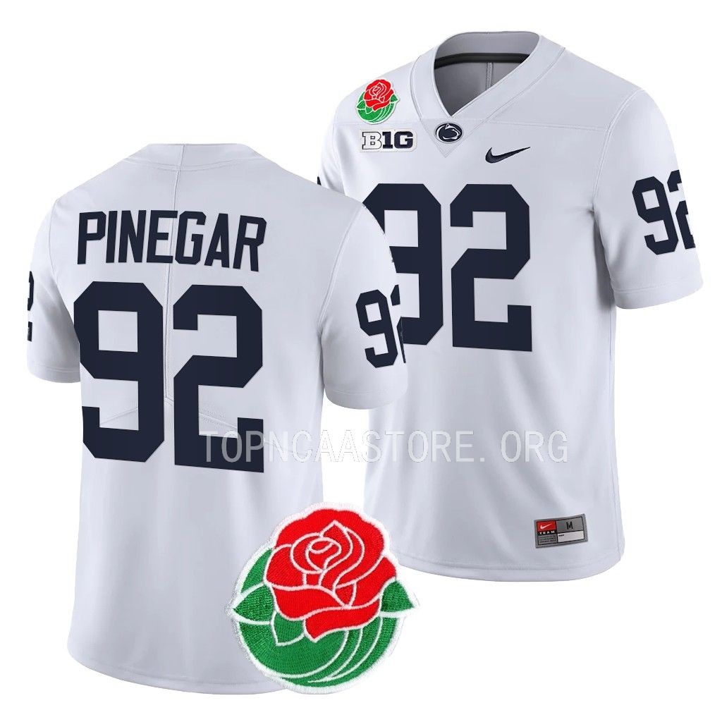 Penn State Nittany Lions 2023 Rose Bowl Jake Pinegar #92 White Men's College Jersey