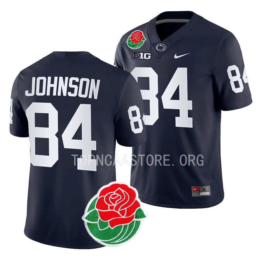Penn State Nittany Lions 2023 Rose Bowl Theo Johnson #84 Navy Men's College Jersey
