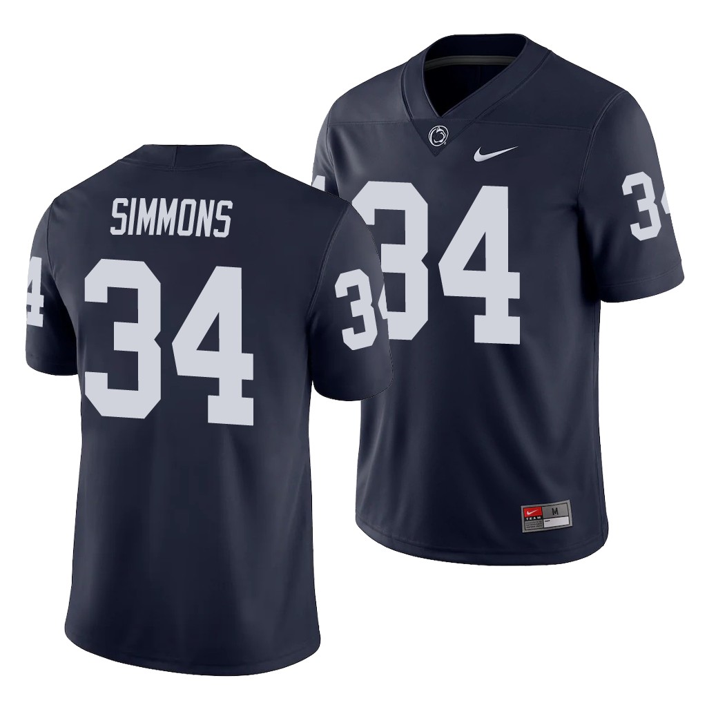 Penn State Nittany Lions Shane Simmons Navy College Men's Game Jersey