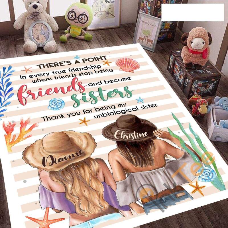 Personalize To My Bestie Friends Become Sisters Living Room Bedroom Custom Name Rectangle Rug
