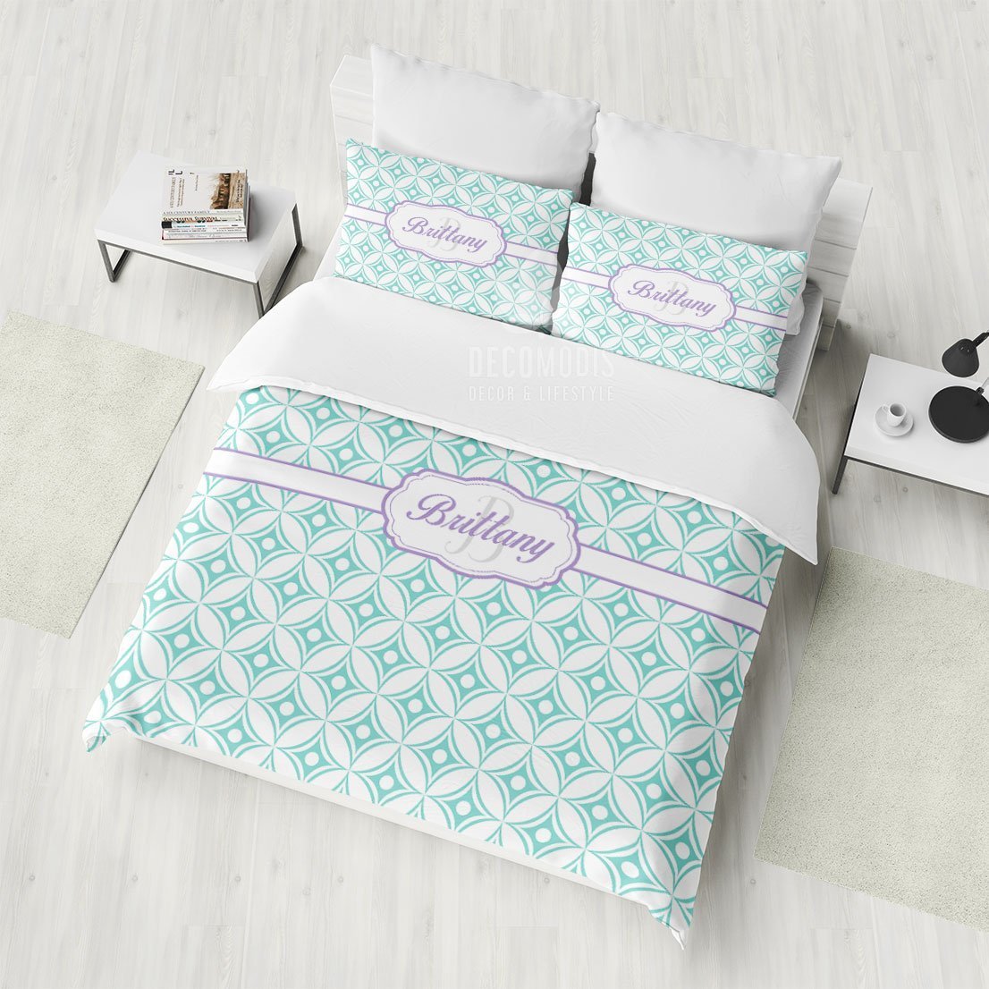 Personalized , Retro Monogrammed , Retro Pattern With Name, Classic Duvet Cover Bedding Set