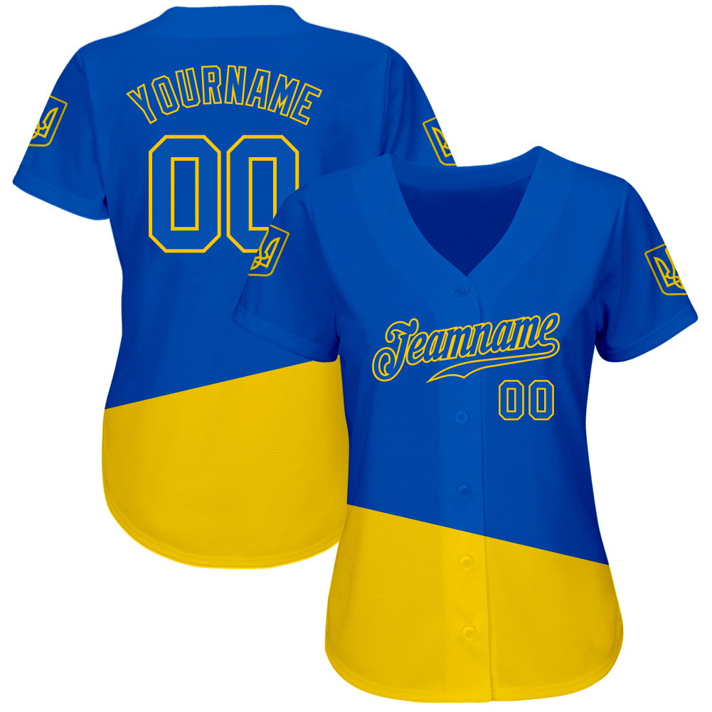 Custom 3D Pattern Design Ukrainian Flag And Coat Of Arms Of Ukraine Printed Baseball Jersey