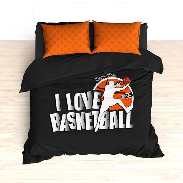 Personalized Basketball , I Love Basketball Dots, Custom S Duvet Cover Bedding Set