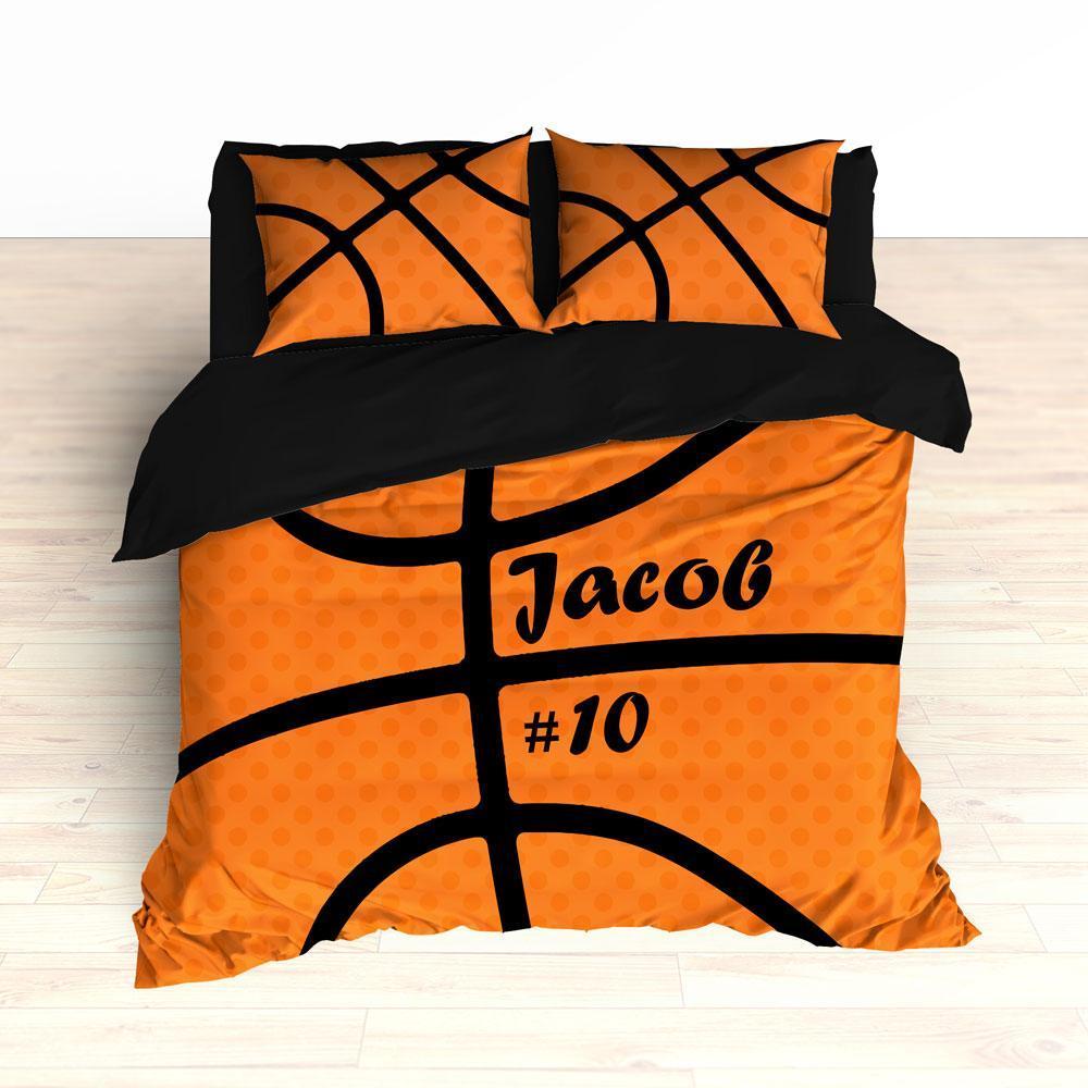 Personalized Basketball Stripes , Basketball Theme Decor, Duvet Cover Bedding Set