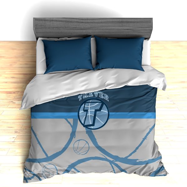 Personalized Basketball Theme , Basketball Outline S Duvet Cover Bedding Set