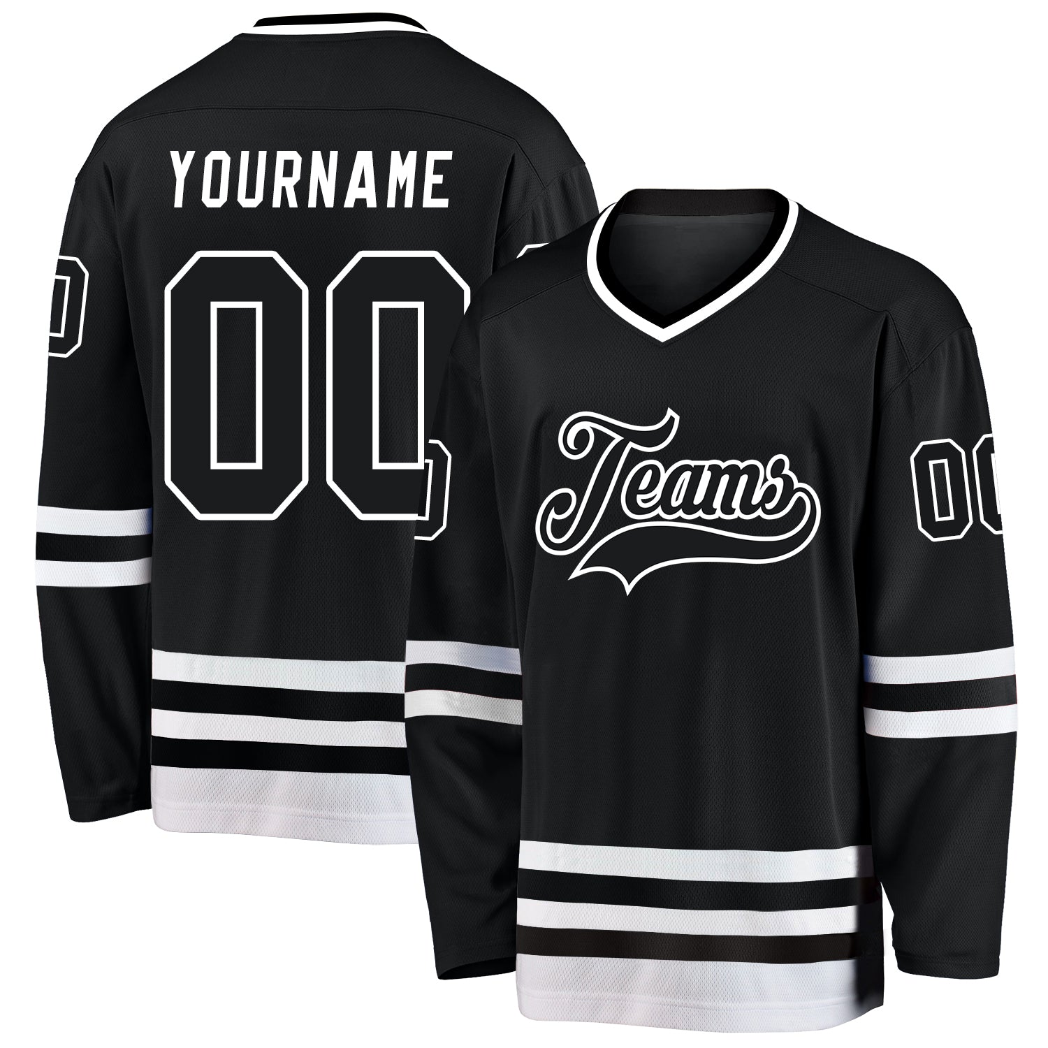 Personalized Black Black-White Hockey Jersey