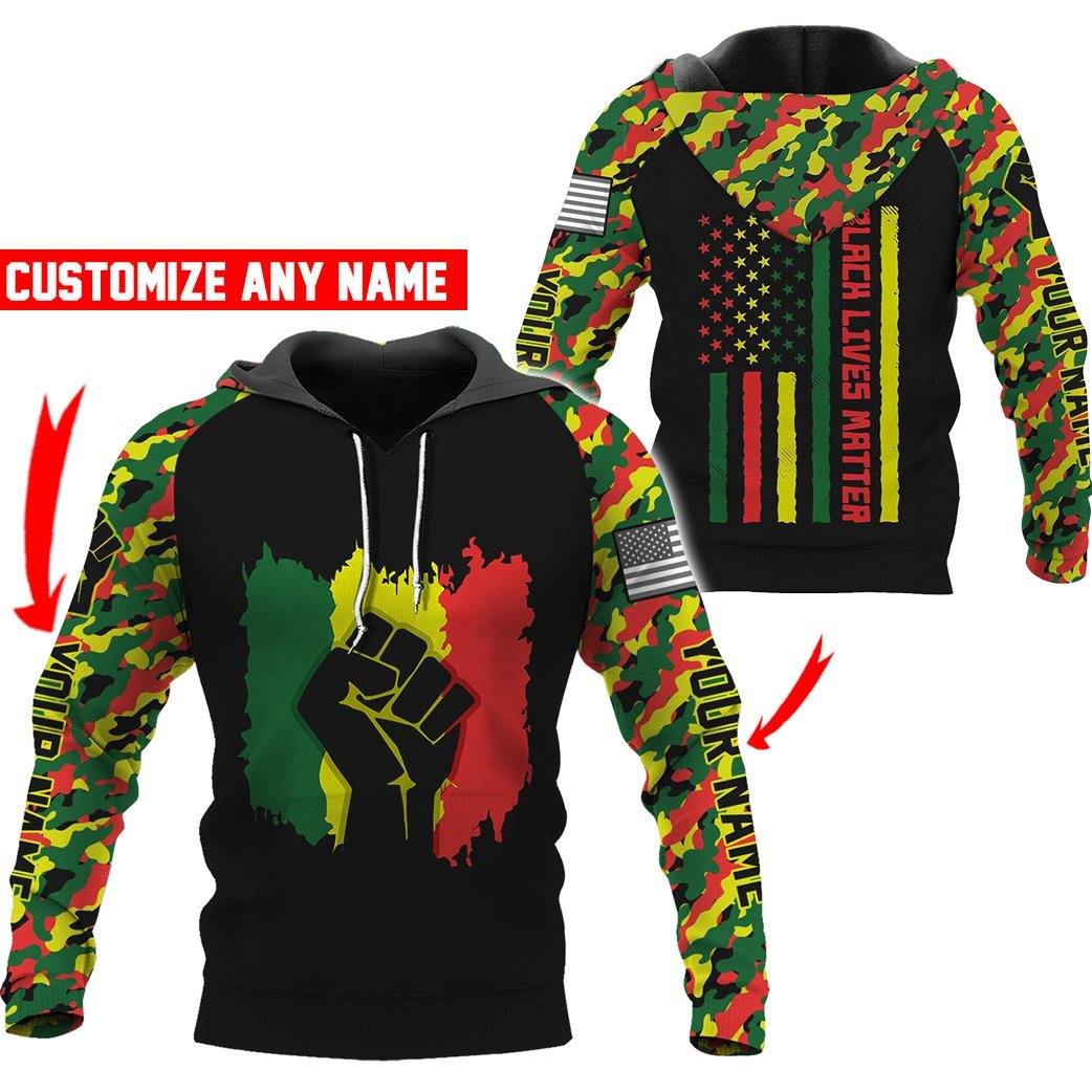 Personalized Black Lives Matter Camo Pattern All Over Hoodie