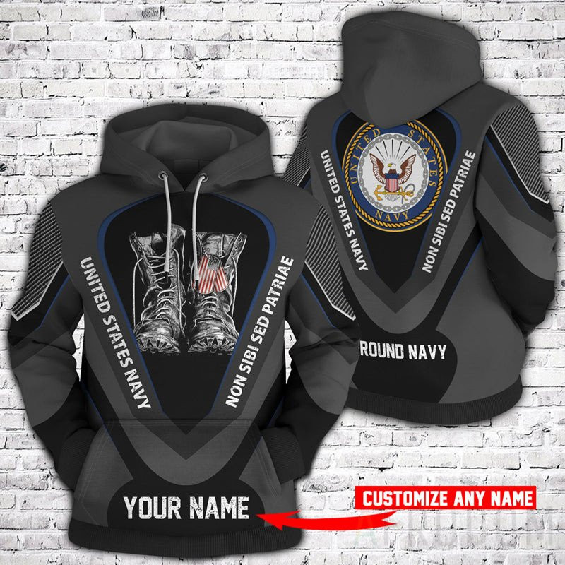 Personalized Black United States Navy Hoodie