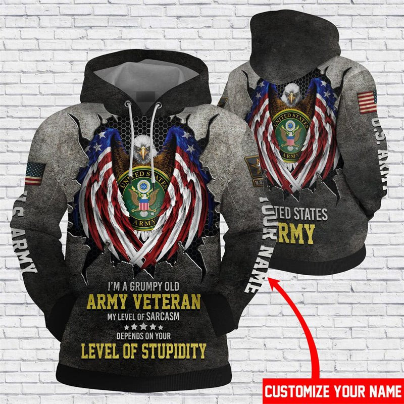 Personalized Black Us Army Hoodie
