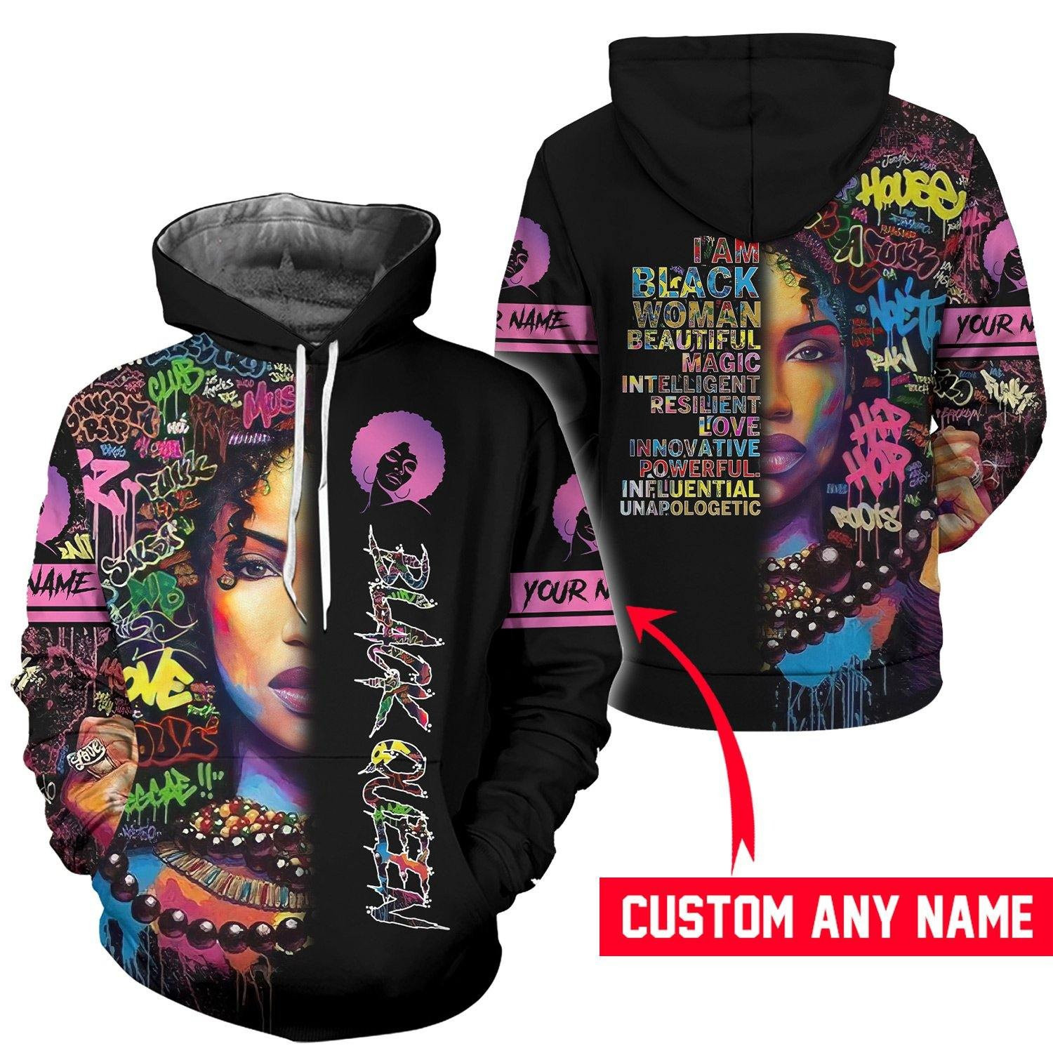 Personalized Black Women Magic All-Over Printed Hoodie