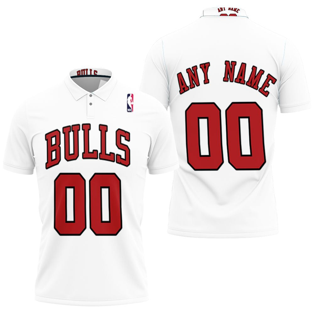Personalized Chicago Bulls Any Name 00 Throwback 90S White Jersey Inspired Style Polo Shirt