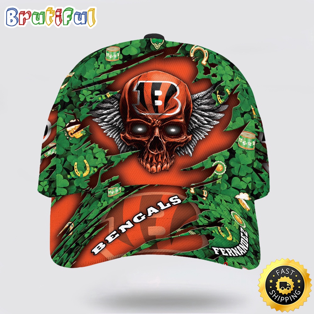 Personalized Cincinnati Bengals St Patrick Day Skull All Over Print Baseball Cap