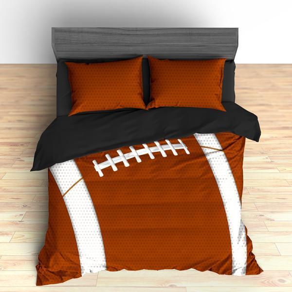 Personalized Football Team Colors Themed , S, Brown And White Duvet Cover Bedding Set
