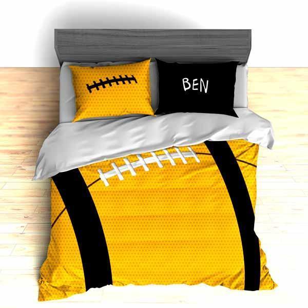Personalized Football Team Colors Themed , S, Gold And Black Duvet Cover Bedding Set