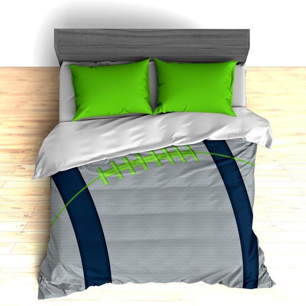 Personalized Football Team Colors Themed , S, Green, Teal Or Grey Duvet Cover Bedding Set