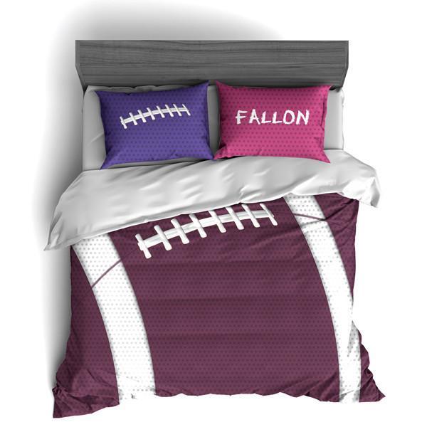 Personalized Football Team Colors Themed , S, Purple And Pink Duvet Cover Bedding Set