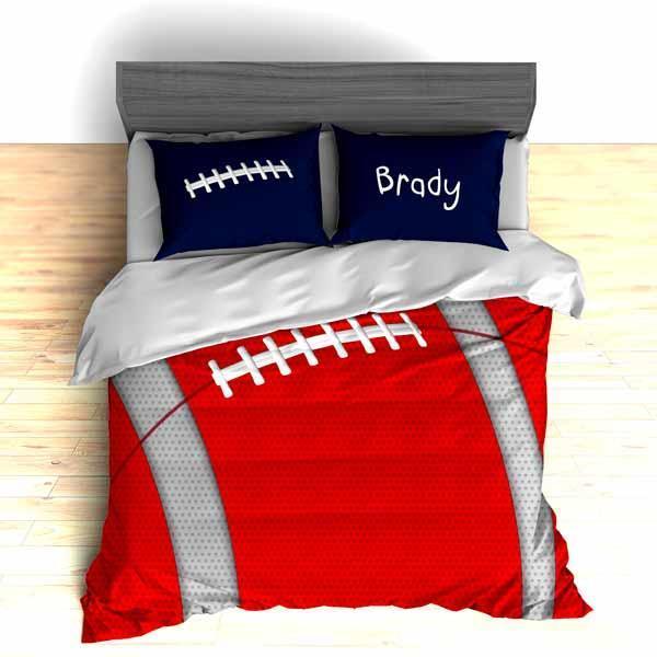 Personalized Football Team Colors Themed , S, Red, White And Blue Duvet Cover Bedding Set