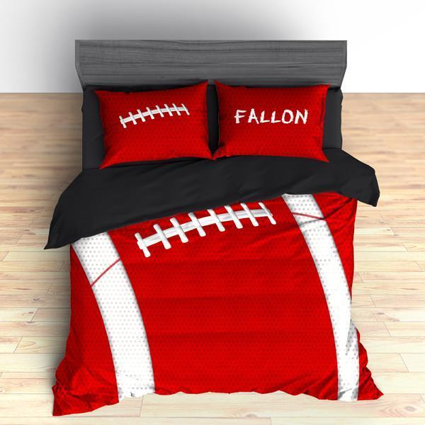 Personalized Football Team Colors Themed , S, Red And Black Duvet Cover Bedding Set