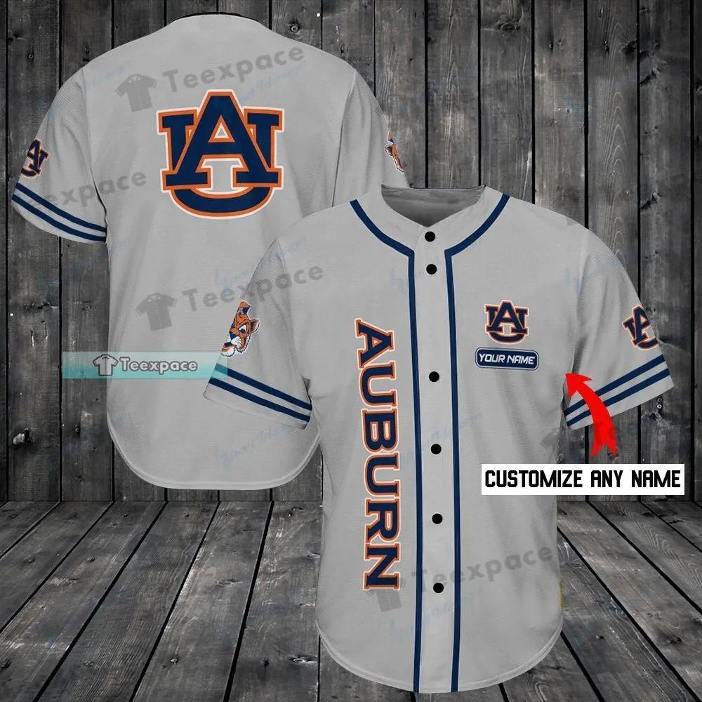 Personalized Grey Auburn Tigers Baseball Jersey Shirt