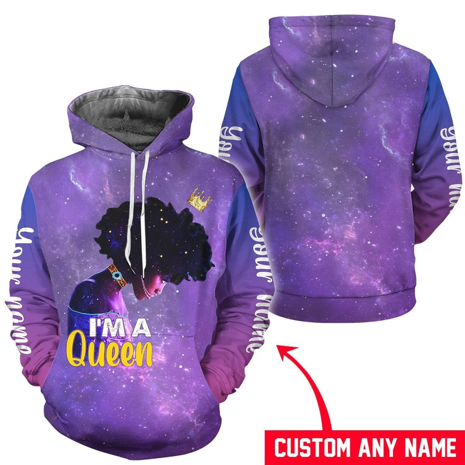 Personalized I Am A Black Queen All-Over Print Hoodie