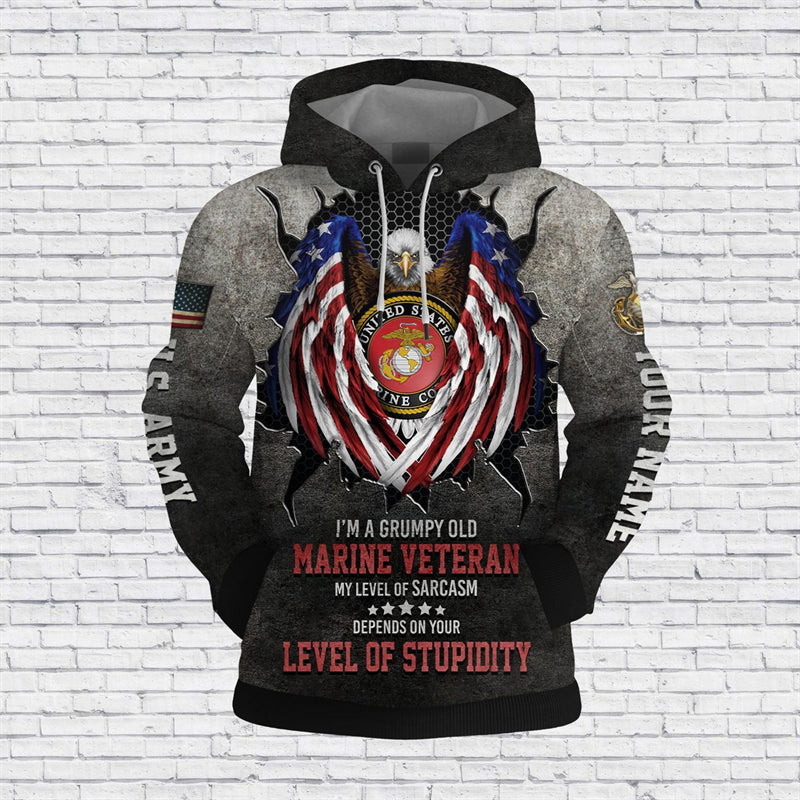 Personalized I’M A Grumpy Old Marine Veteran Hoodie