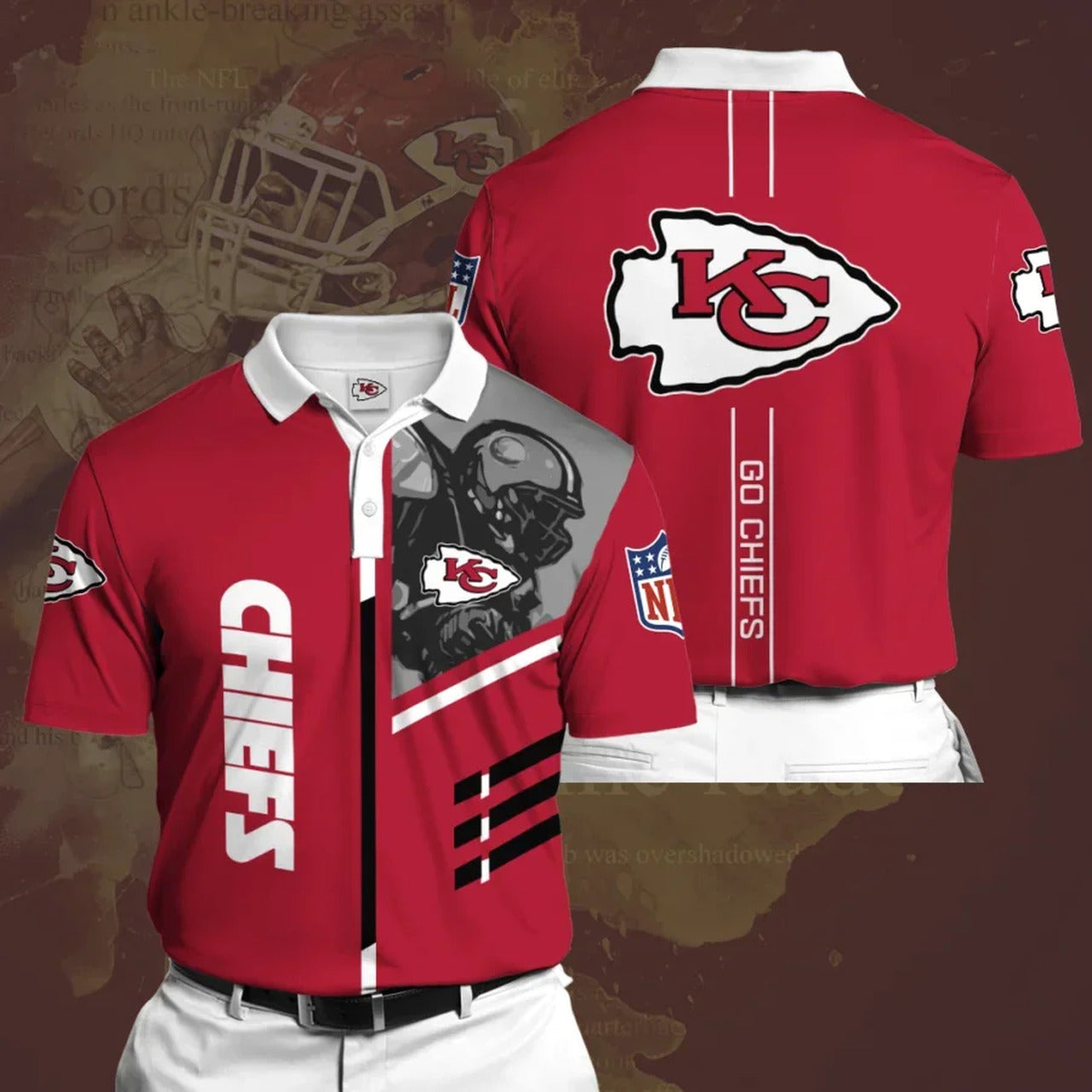 Personalized Kansas City Chiefs Polo Shirt, 3D All Over Print Model