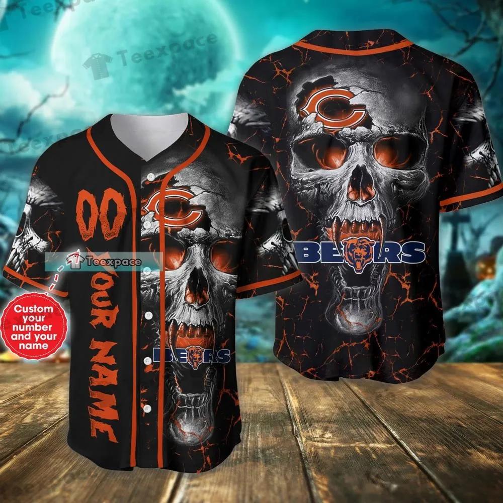 Personalized Lava Skull Vertical Name Bears Baseball Jersey