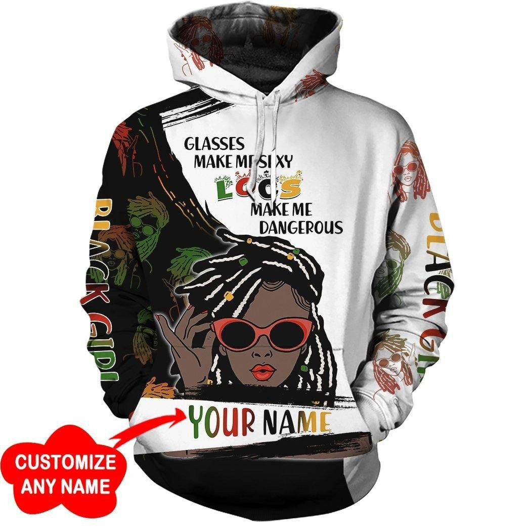 Personalized Locs Girl With Glasses All-Over Printed Hoodie