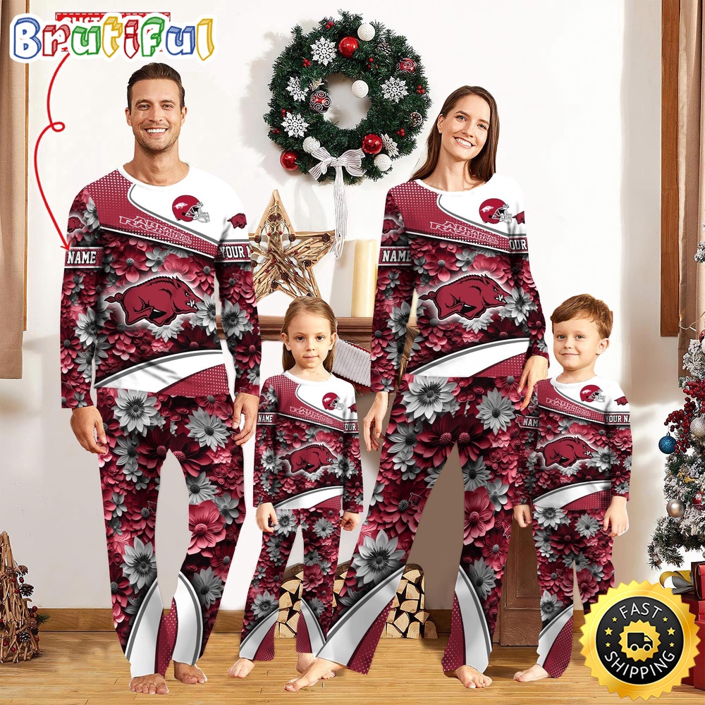 Personalized NCAA Arkansas Razorbacks Custom Pajamas For Family Custom Pajamas Sport Fans