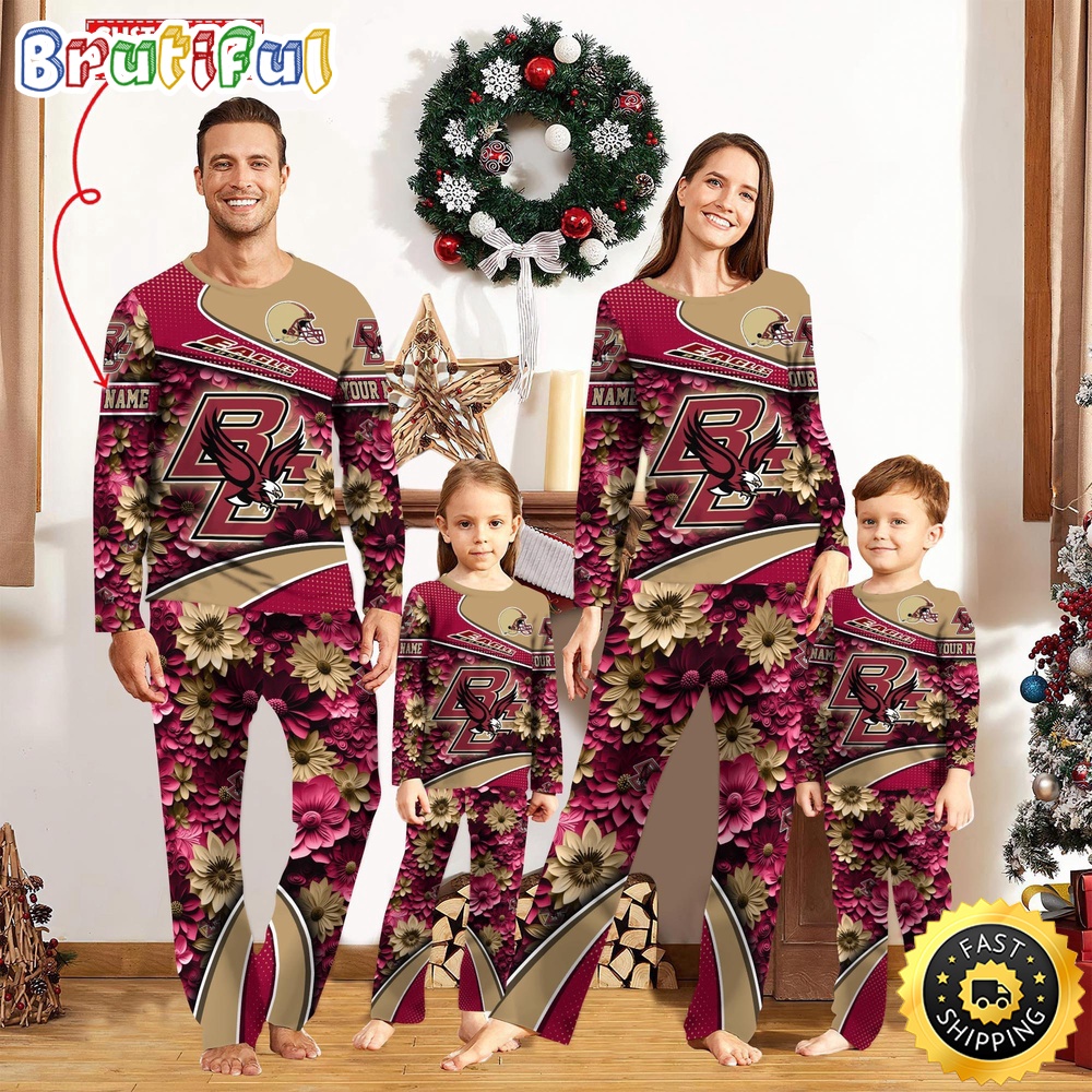 Personalized NCAA Boston College Eagles Custom Pajamas For Family Custom Pajamas Sport Fans