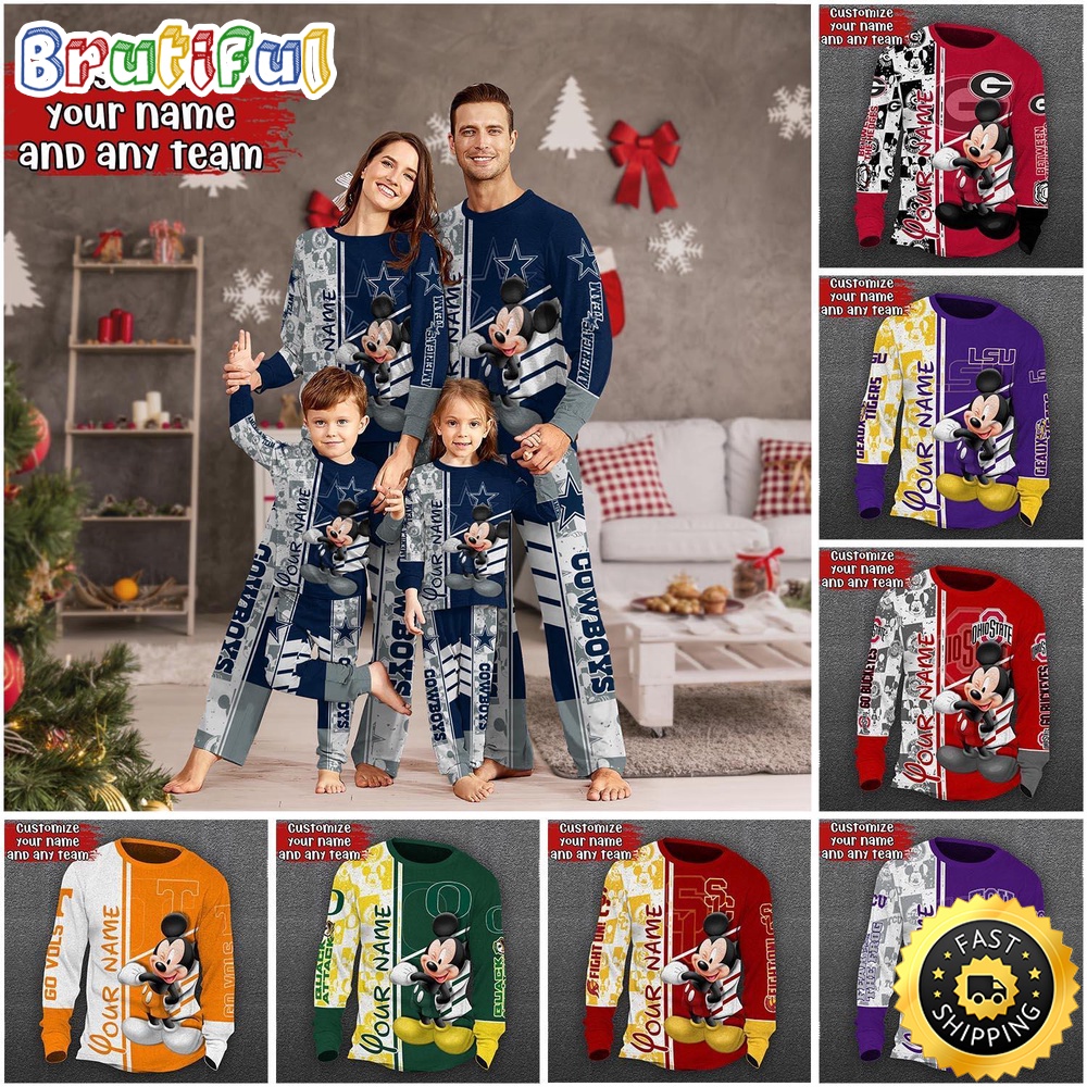 Personalized NCAA Customized Custom Pajamas Mickey Mouse For Family