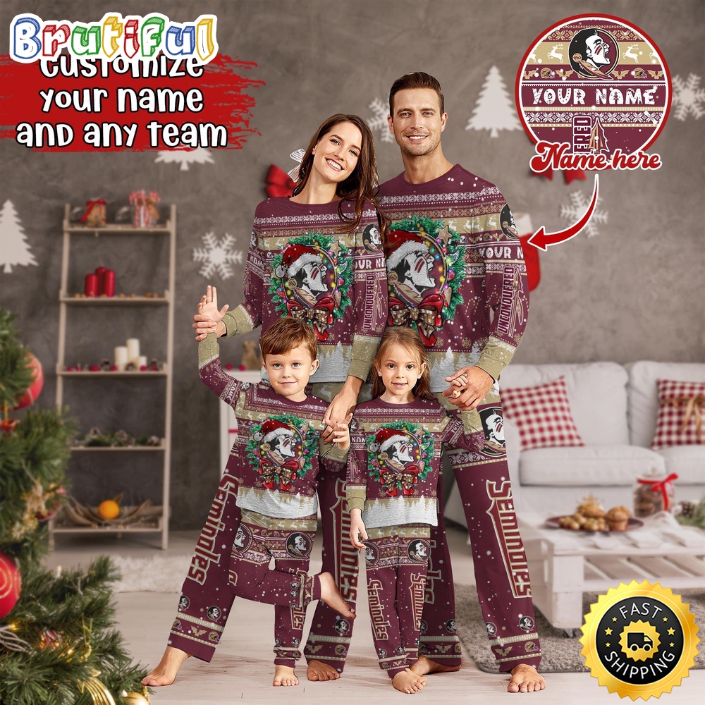 Personalized NCAA Florida State Seminoles Custom Pajamas Christmas Custom Pajamas For Sports Fan