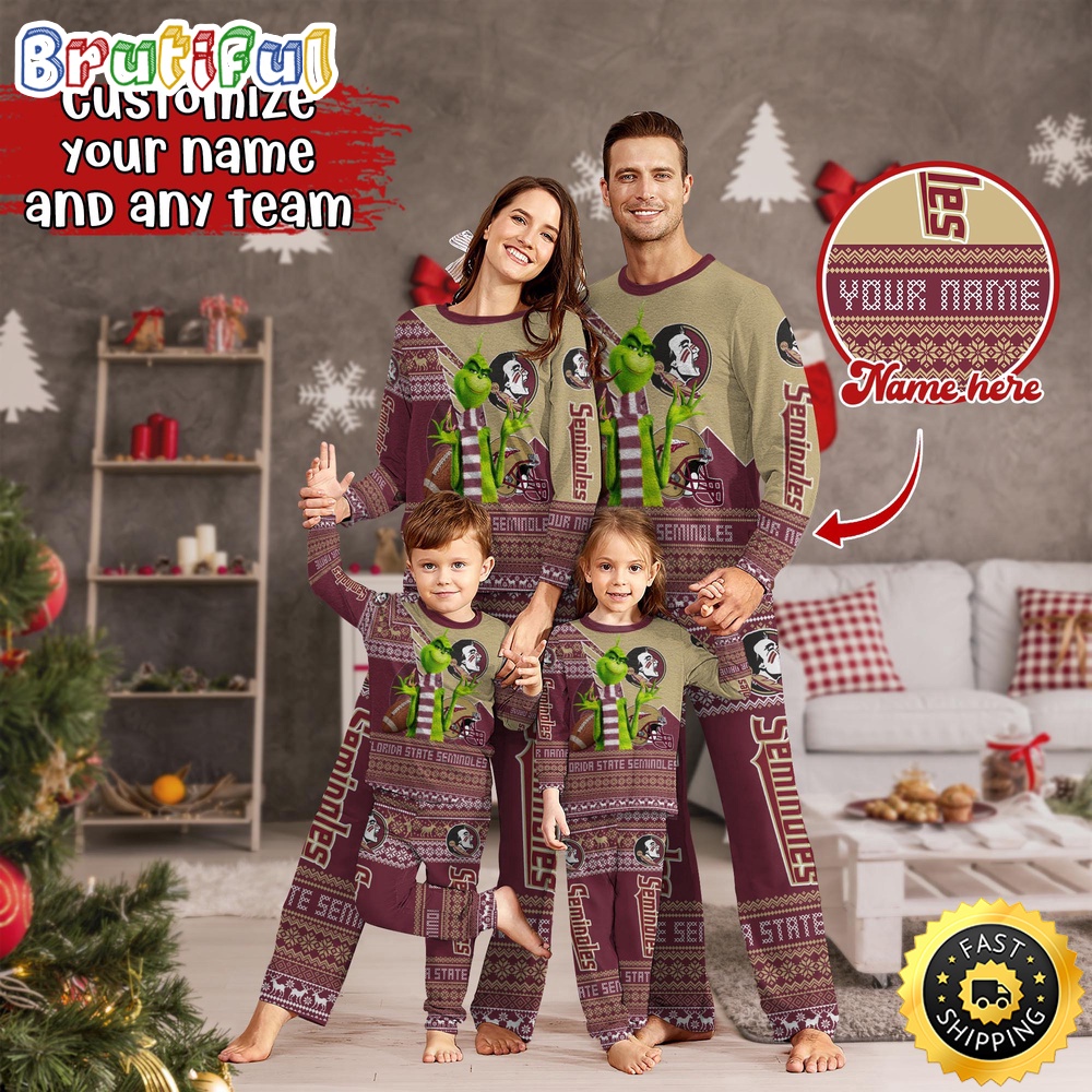 Personalized NCAA Florida State Seminoles Custom Pajamas Xmas For Sport Family