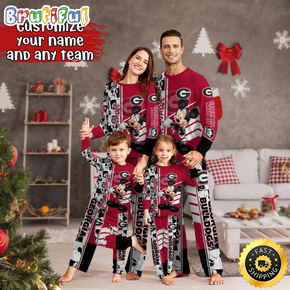 Personalized NCAA Georgia Bulldogs Custom Pajamas Mickey Mouse For Family