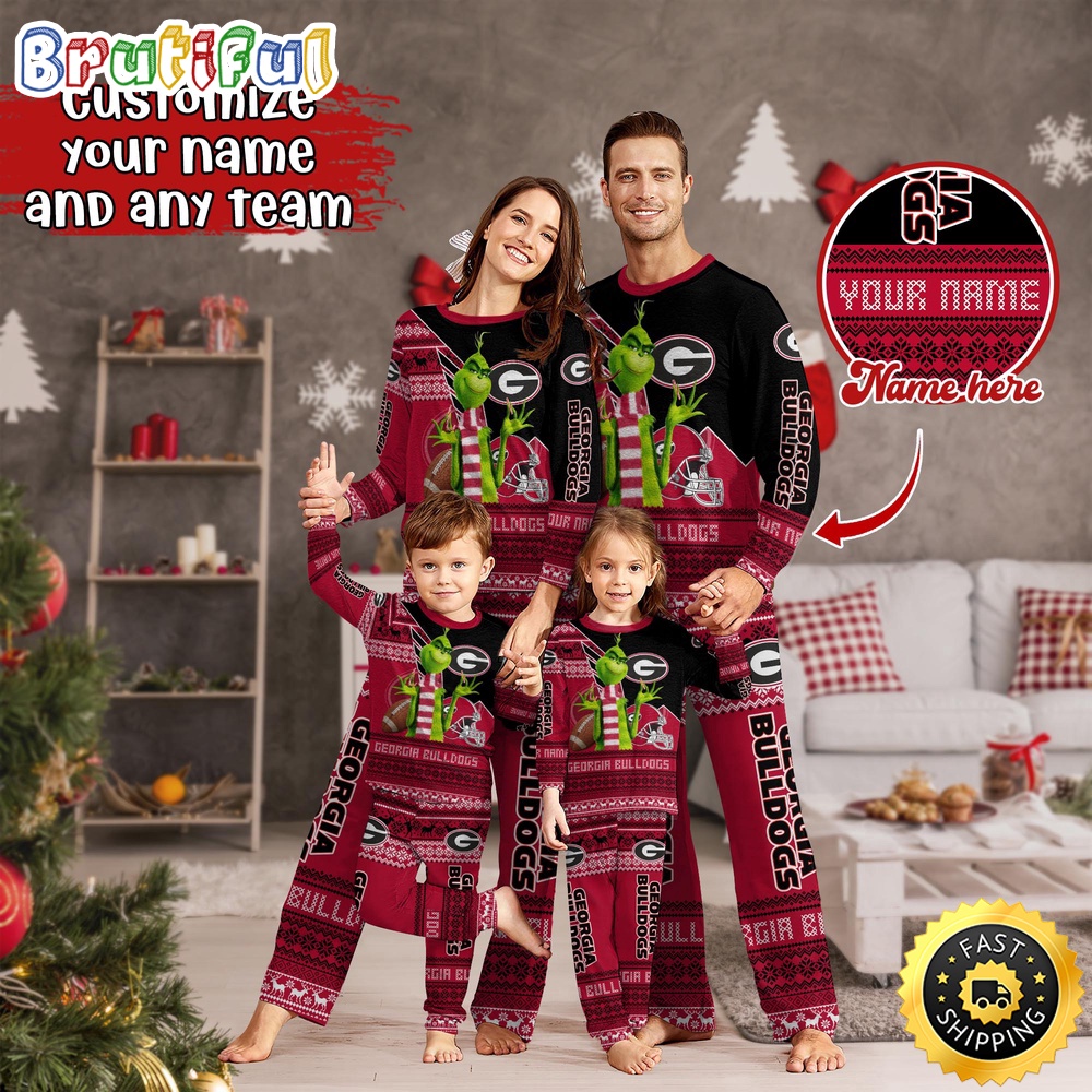 Personalized NCAA Georgia Bulldogs Custom Pajamas Xmas For Sport Family