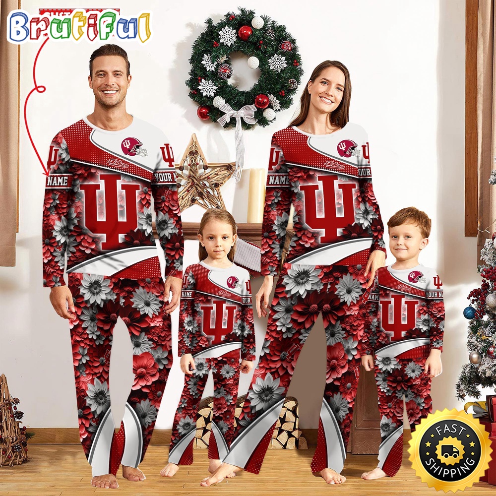 Personalized NCAA Indiana Hoosiers Custom Pajamas For Family Custom Pajamas Sport Fans