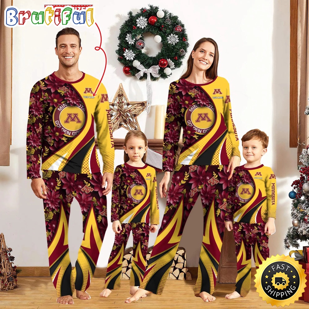 Personalized NCAA Minnesota Golden Gophers Custom Pajamas Flower For Sport Family