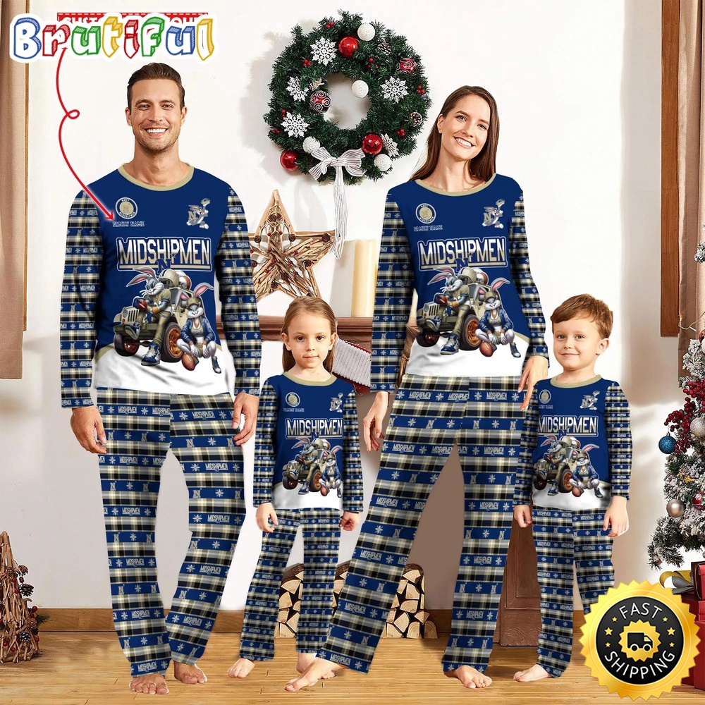 Personalized NCAA Navy Midshipmen Custom Pajamas For Family